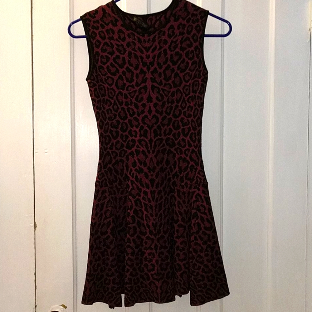 Cheetah Print maroon dress